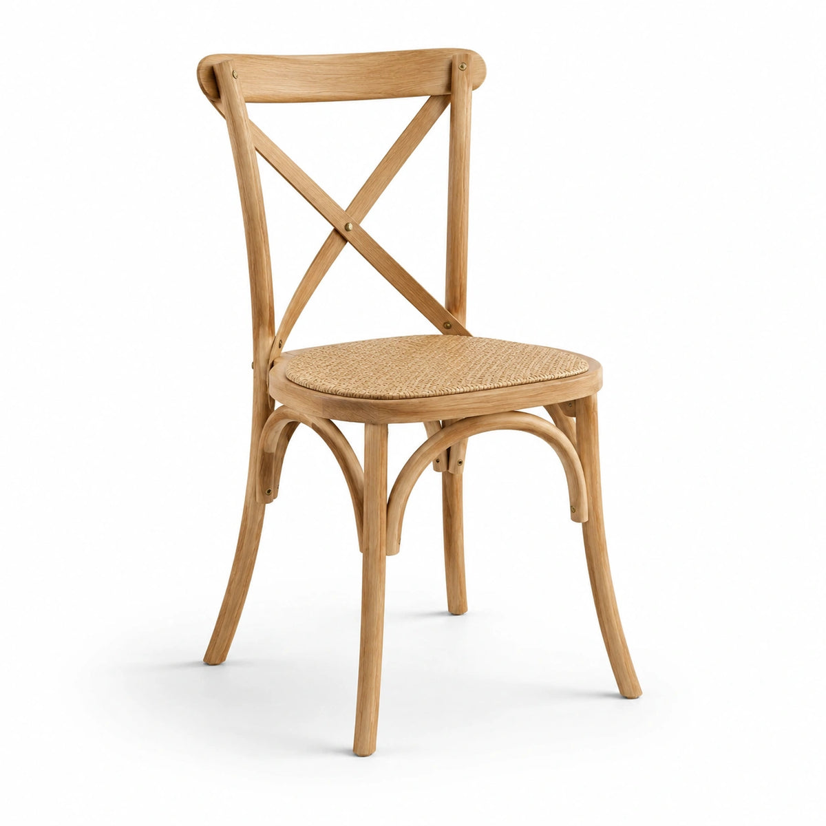 Sedia da pranzo in legno massello con seduta in rattan naturale