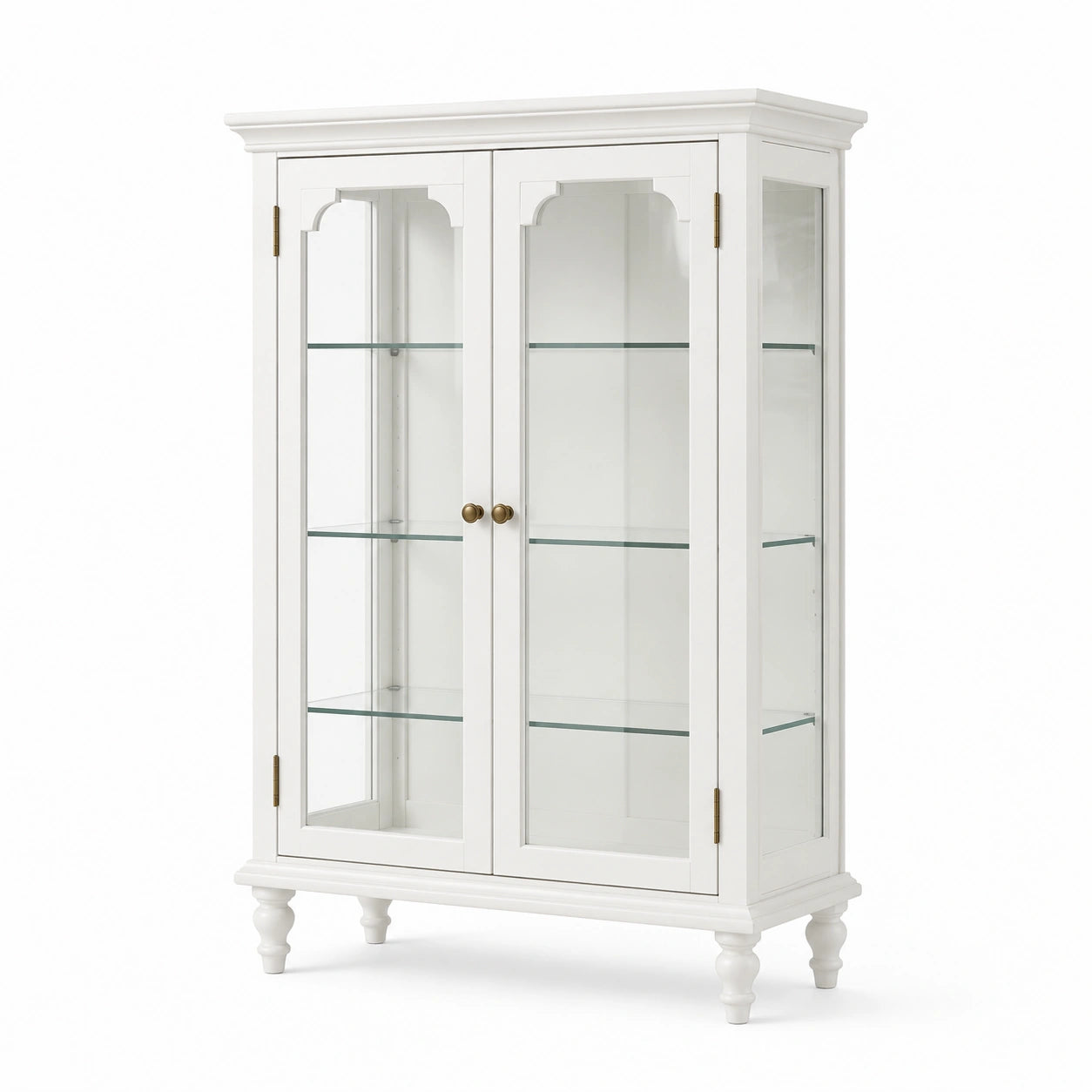 Vetrina in Legno e Vetro Bianco, Altezza 180 cm