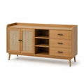 Credenza in legno di quercia con ante in rete e tre cassetti marrone