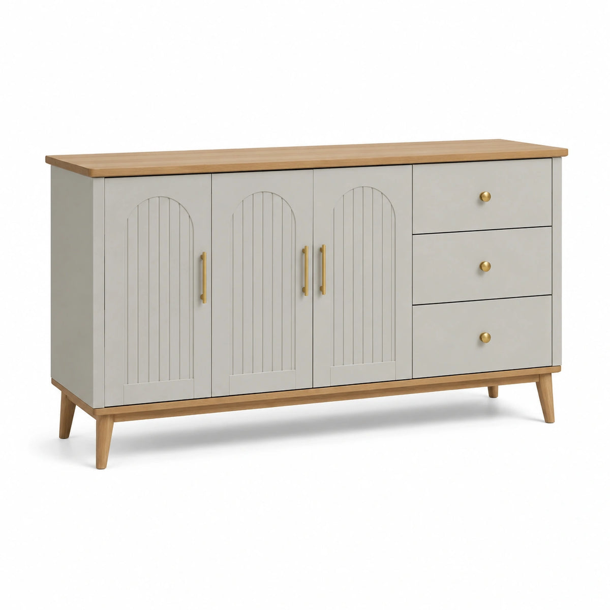 Credenza in MDF e legno massello grigio chiaro 120x40x75 cm