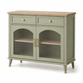 Credenza in legno e vetro verde con ante ondulate