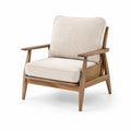 Poltrona in legno con seduta in poliestere beige