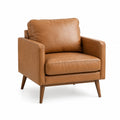 Poltrona in Pelle Sintetica Marrone con Gambe in Legno 75x80x85 cm
